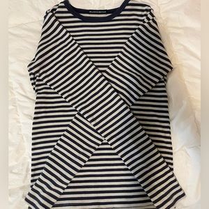 Brandy Melville navy and white striped long sleeve top